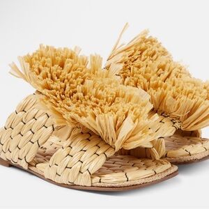 DRIES VAN NOTEN Raffia espadrille slides